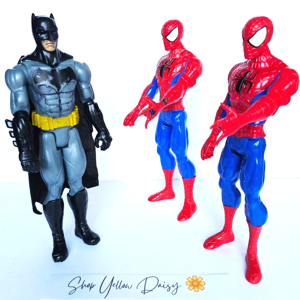 3pc DC Marvel Batman Spider-Man 12" Action Figure Lot Superhero Toy Collectible
